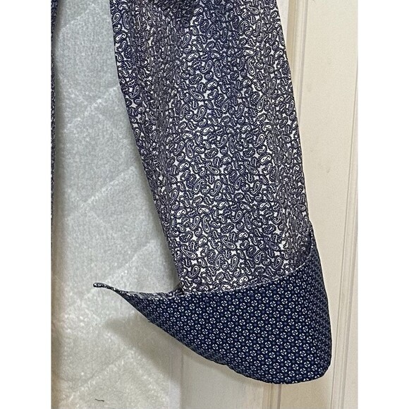 Nick Graham Everywhere Modern Fit Button Down Dress Shirt Blue Paisley Men’s XL - Picture 5 of 5